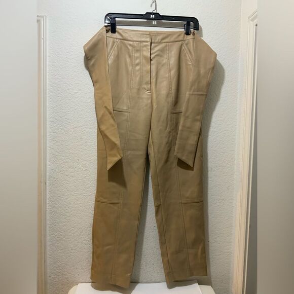 Jonathan Simkhai ‘Tessa’ leather trousers NWOT Faux Leather Pant in Camel - Picture 3 of 11